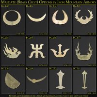 Maedate Brass Crest options for Samurai Armor by Iron Mountain Armory