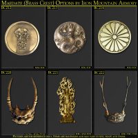 Maedate Brass Crest options for Samurai Armor by Iron Mountain Armory