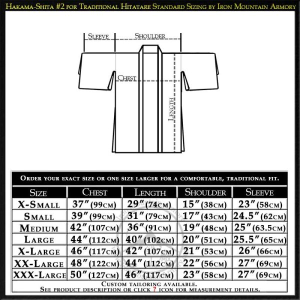 Hakama Shita for Traditional Hitatare Standard Sizing by Iron Mountain Armory