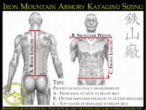 Kataginu / Kamishimo Sizing Instructions